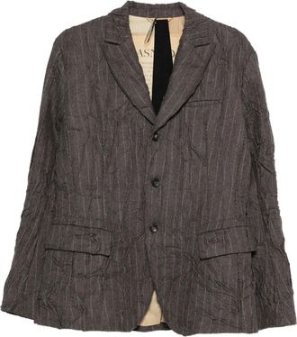 Masnada pin-striped blazer - men - Wool/Polyamide/Other fibres - 52 - Brown