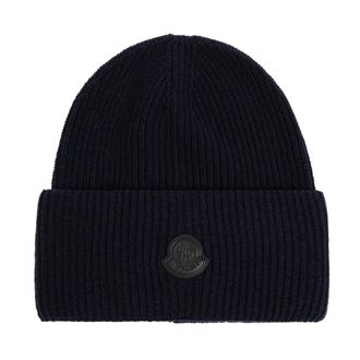 Moncler Wool Beanie - Dames - Hoeden - Blauw - ONE Size - Wol - Accessoires