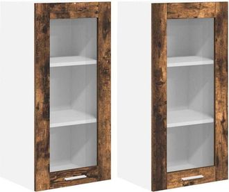 vidaXL Hanging Cabinet with Door Riga 2 pcs Smoked Oak 40 x 31 x 80 cm vidaXL