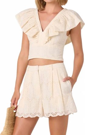 Astr Margo High Waist Shorts In Beige