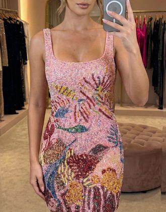 Oceanus Womens Oceanic Bloom Mini Dress in Pink - Size: 10/8