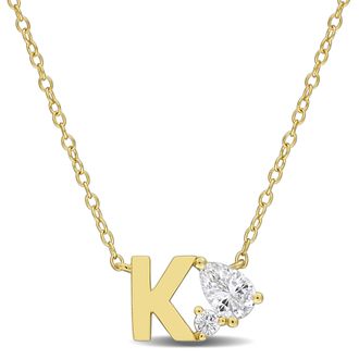 Mimi & Max 3/4ct TGW Created White Sapphire Q Initial Necklace Yellow Plated Sterling Silver