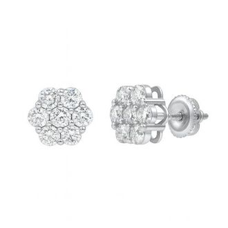 LuvMyJewelry Meadow 1.25 Ct TW Lab Grown Diamond Cluster Studs 14K White Gold Earrings at Nordstrom