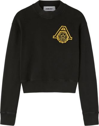 AMBUSH Black Scholarship Cropped Emblem Cotton Sweater