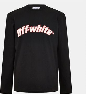 Off-white Mens Lacoste Lettering Crew Neck Long Sleeve T-Shirt - Black/Multi - Size: 42