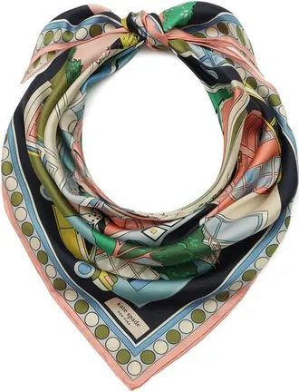 Kate Spade New York townhouse silk square scarf in Pink Multi at Nordstrom