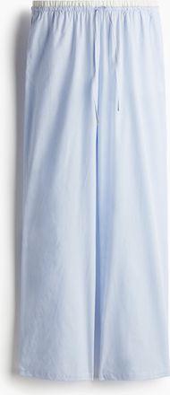 H&M Popelinehose mit Kordelzug und doppeltem Bund - Hellblau/Gestreift
