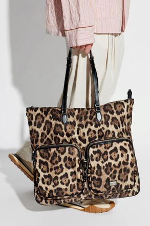 Dolce & Gabbana Shopper Bag With Animal Motif, Mens, Brown