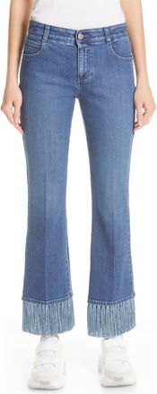 Stella McCartney Fringe Hem Kick Flare Jeans in Pale Blue at Nordstrom, Size 26