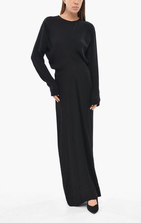 Toteme Long Dress With Long Sleeves And Front Draped Detail Tot&ecirc;me