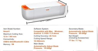 OEM M&aacute;quina De Corte De Vinilo, Velocidad Ajustable, Compatible Con M&uacute;ltiples Materiales, Color Blanco Y Naranja