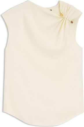 BOSS Regular-fit crepe blouse with a metal pin