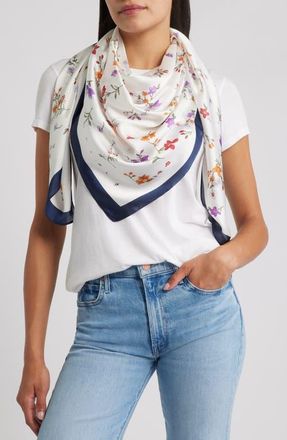 Tasha Floral Satin Scarf in Ivory Multi at Nordstrom