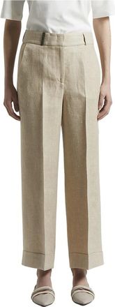 PESERICO Broeken, Dames, Beige, M, Linnen, Linnen Viscose Zijde Mix Broek
