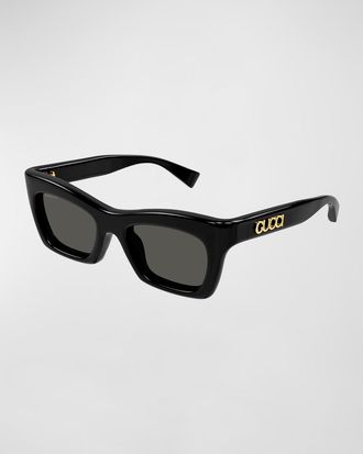 Gucci Logo Acetate Cat-Eye Sunglasses