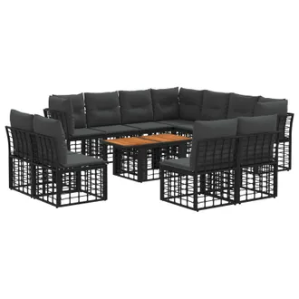 vidaXL Set Divano Da Giardino 12 Pz Nero E Grigio Scuro Polyrattan Vidaxl