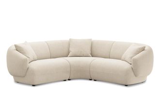Castlery Auburn Sectional Sofa Customized, Performance Linen Weave, Cream, Spill Resistant, Modular for Sofas by Castlery