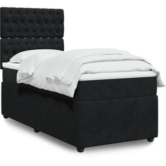 vidaXL Cama Box Spring Con Colch&oacute;n Terciopelo Negro 100x200 Cm Vidaxl