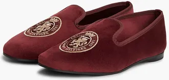 Tommy Hilfiger Womens Embroidered Crest Velour Slipper Loafer - Oxblood - US 6.5 / EU 37