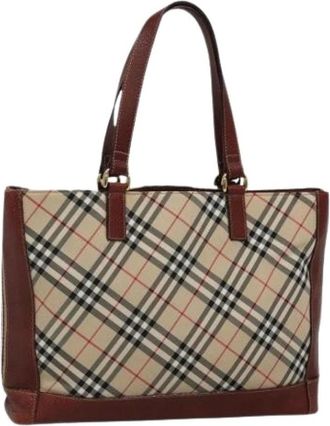 Burberry Tweedehands Canvas handtassen - Dames - Vintage Shopper - Beige - ONE Size - Leer - Vintage