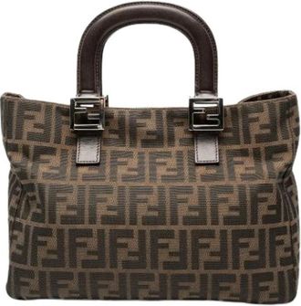 Fendi Pre-owned Canvas Tote - Dames - Vintage Handtas - Bruin - ONE Size - Leer - Vintage