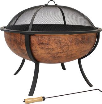 Sunnydaze Large Copper Finish Outdoor Fire Pit Bowl with Screen