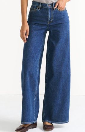 Lands End Recover Denim High Rise Extra Wide Leg Jeans in Crawford Wash at Nordstrom, Size 14Short