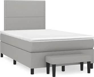 vidaXL Vidaxl - Cama Box Spring Con Colch&oacute;n Tela Gris Claro 120x190 Cm