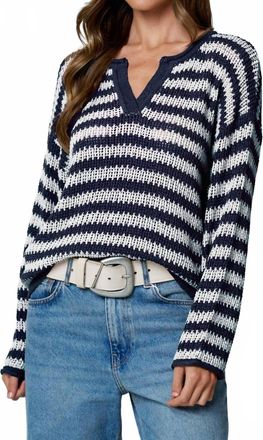 Blu Pepper Striped And Beautiful Sweater In Navy