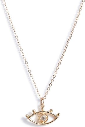 Set & Stones Santorini Diamond Evil Eye Pendant Necklace in Gold at Nordstrom