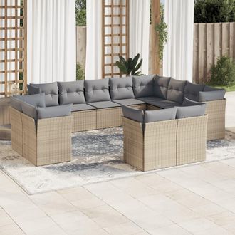 vidaXL Set De Sof&aacute;s De Jard&iacute;n 12 Pzas Y Cojines Rat&aacute;n Sint&eacute;tico Marr&oacute;n Vidaxl