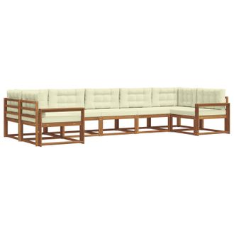 vidaXL Conjunto De Sof&aacute;s De Exterior Con Coj&iacute;n 7 Pcs Natural Y Crema Vidaxl