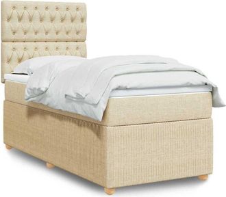 vidaXL Cama Box Spring Con Colch&oacute;n Tela Color Crema 90x190 Cm Vidaxl