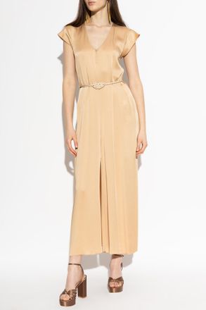 Forte_Forte Forte_forte Satin Dress With Belt, Womens, Beige