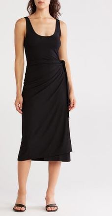 Vince Scoop Neck Wrap Tank Dress in Black at Nordstrom Rack, Size Medium