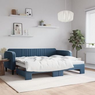 vidaXL Sof&aacute; Cama Nido Terciopelo Azul 90x200 Cm Vidaxl