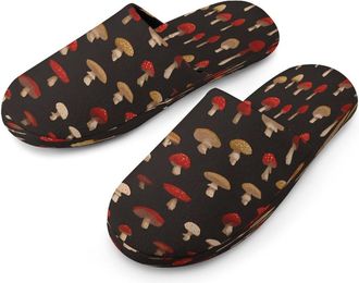 Generic Mushroom Mens Cozy Memory Foam Slippers Warm Cotton House Shoes Comfy Slipper for Indoor Outdoor