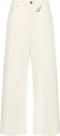Sportmax Siamese Wijde Jeans - Dames - Loose Fit Jeans - Beige - W24 - Katoen - Jeans
