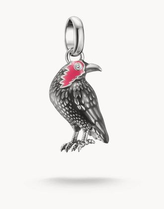 Thomas Sabo Charm pendente a forma di uccello tonalit&agrave; argento e rosso