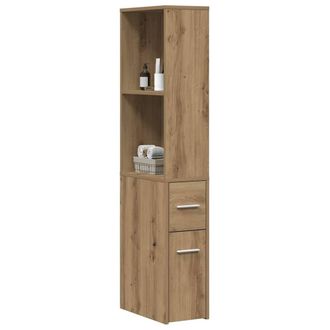 Berkfield Home Narrow Bathroom Cupboard with Wheels Artisian Oak Engineered Wood in Brown