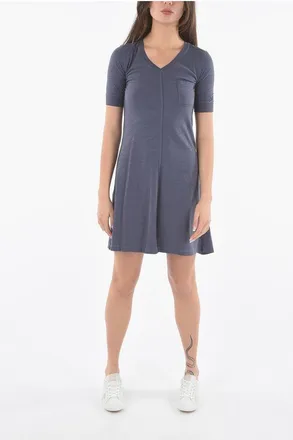 Woolrich PENN-RICH Vestito Tee F-FLAME a Tinta Unita con Scollo a V E taglia Xs