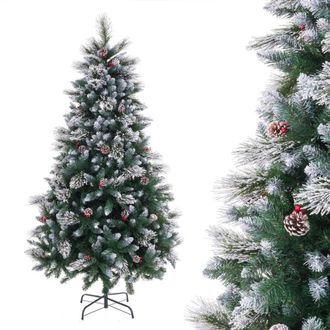 LOLAhome &Aacute;rbol de navidad nevado verde y blanco de 210 cm