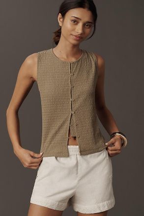 Sanctuary Textured Button Front Vest Top