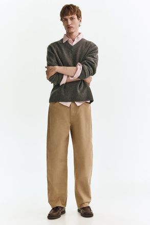 H&M Relaxed Fit Trousers in Beige at Nordstrom, Size 29