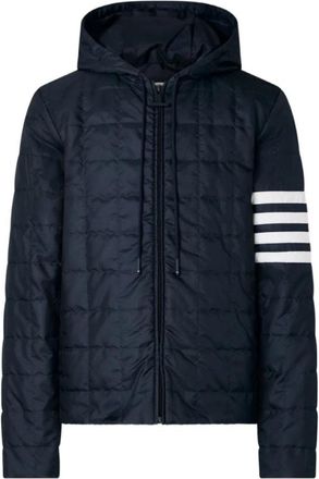 Thom Browne Korte Donsjas - Heren - Gewatteerde jassen - Blauw - 2XL - Leer - Jassen