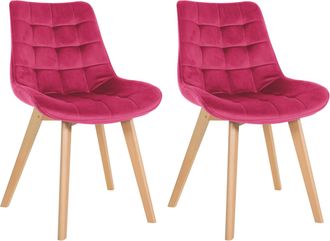 Clp Set De 2 Sillas De Comedor Brook En Terciopelo Rojo