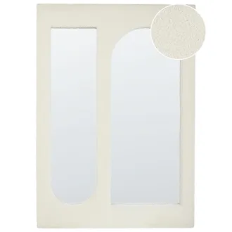 Beliani Beliani - Espejo De Pared Moderno Colgante Decorativo 70 X 100 Cm Marco De Mdf Forma Rectangular Tejido Boucl&eacute; Blanco Crema Marcigny