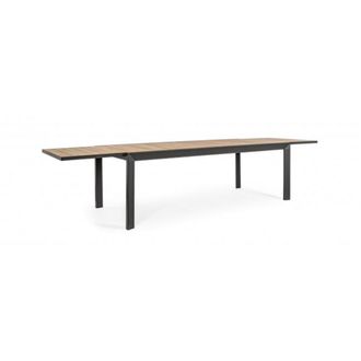 Konte Design Mesa extensible de aluminio efecto madera 220x100-340x100 cm