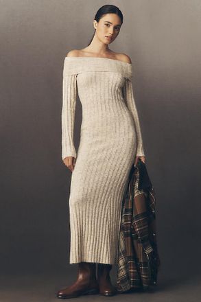 Glamorous Off-Shoulder Knit Midi Dress