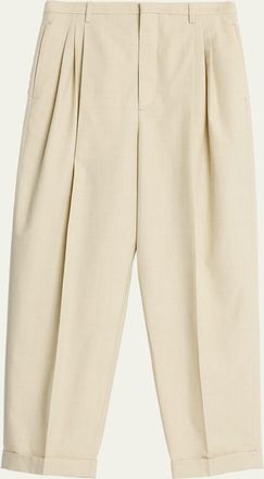 Bottega Veneta Mens Wool and Cotton Tapered-Leg Trousers